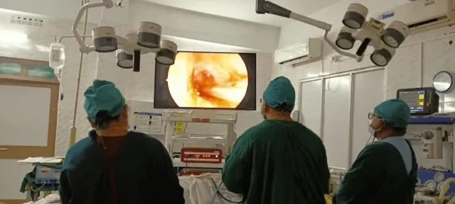 Endoscopic surgery on the HD monitor